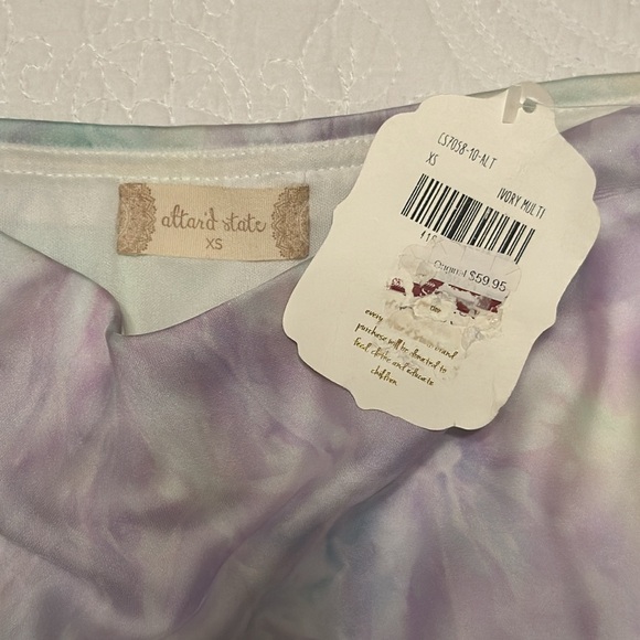 NWT Altar’d State Double Lined Tie Dye Satin Midi Skirt in Rainbow Multi Size XS - Picture 7 of 11